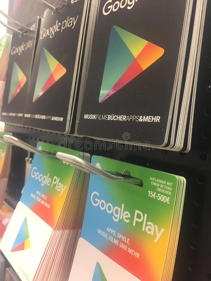 Berlin Germany February Google Play Gift Cards Google Play Formerly Android Market Digital Distribution Service Operated 109765801