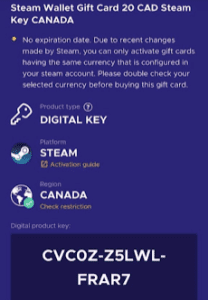 Picture of Canada Steam Ecode