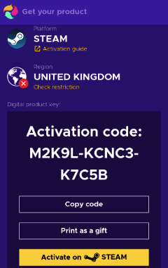 Picture of UK Steam Ecode