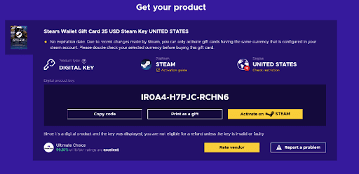 Picture of US Steam Ecode