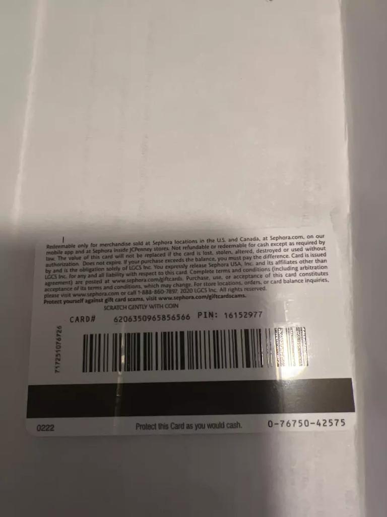 Picture of a Sephora gift card