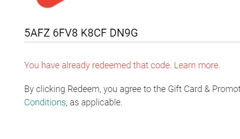 Google Play gift card error